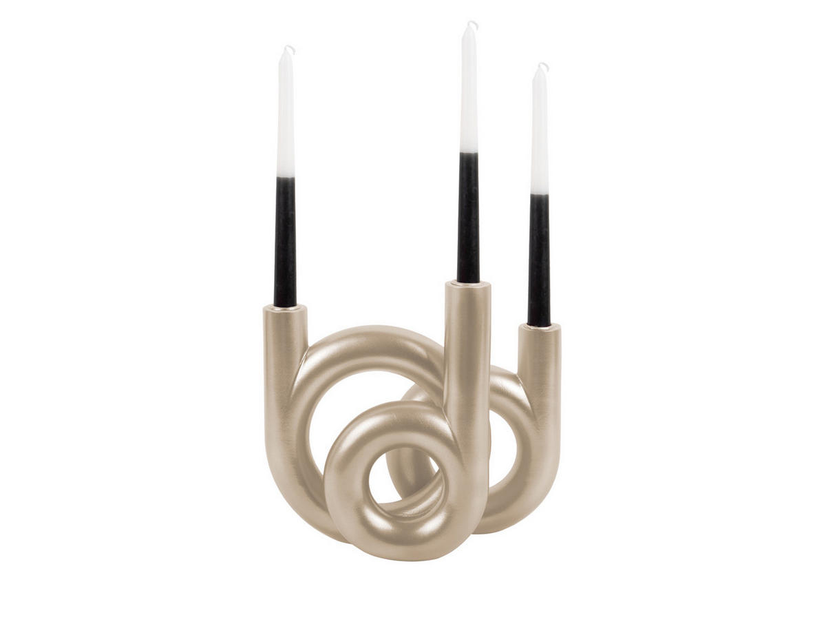 KERZENSTANDER Rings 18/12/20 cm - Goldfarben, Kunststoff (12/20/18cm) - Present Time