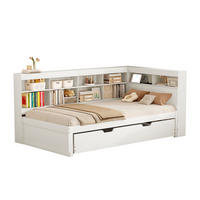 BETTT ausziehbar 90/200 cm mit USB-Buchse und Stauraum Weiß - Weiß, Holz (90/200cm) - OKWISH