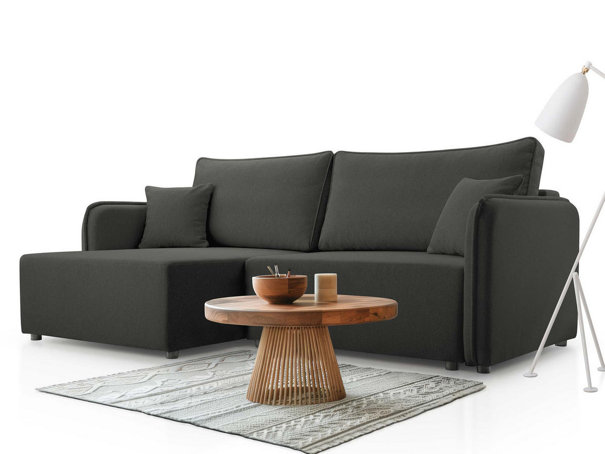 ECKSOFA Malody, Seite: Links - Anthrazit/Schwarz, Holz/Kunststoff (227/147cm) - MIRJAN24