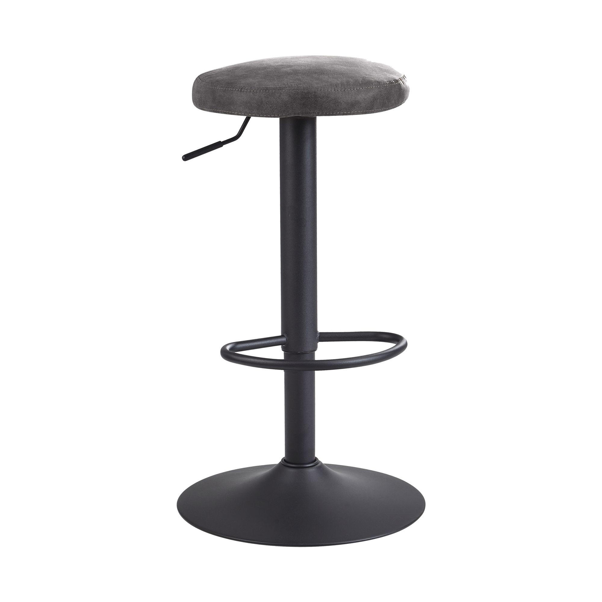 BARHOCKER – Grau, Wildlederoptik, höhenverstellbar, ohne Lehne, 58–79 cm, Stoff/Metall, 100 kg - Anthrazit/Schwarz, Textil/Metall (40/79/40cm) - KADIMA DESIGN