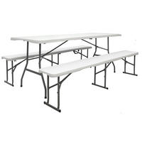 BIERZELTGARNITUR für 8 Personen, 180/70cm, Weiß - Weiß, Kunststoff - Amanka