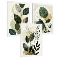 PLAKAT Sada 3 Green Botanica A4 Bílý rám - bílá, papír (29.7/1/21cm) - Nacnic