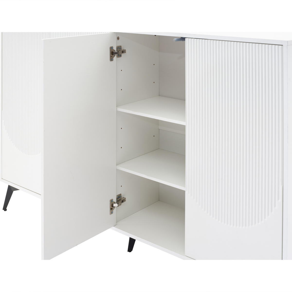 SIDEBOARD Weiß 4 Türen 160cm Metallbeine Stauraum Modern - Weiß, Holzwerkstoff (35/100/160cm) - FLIEKS