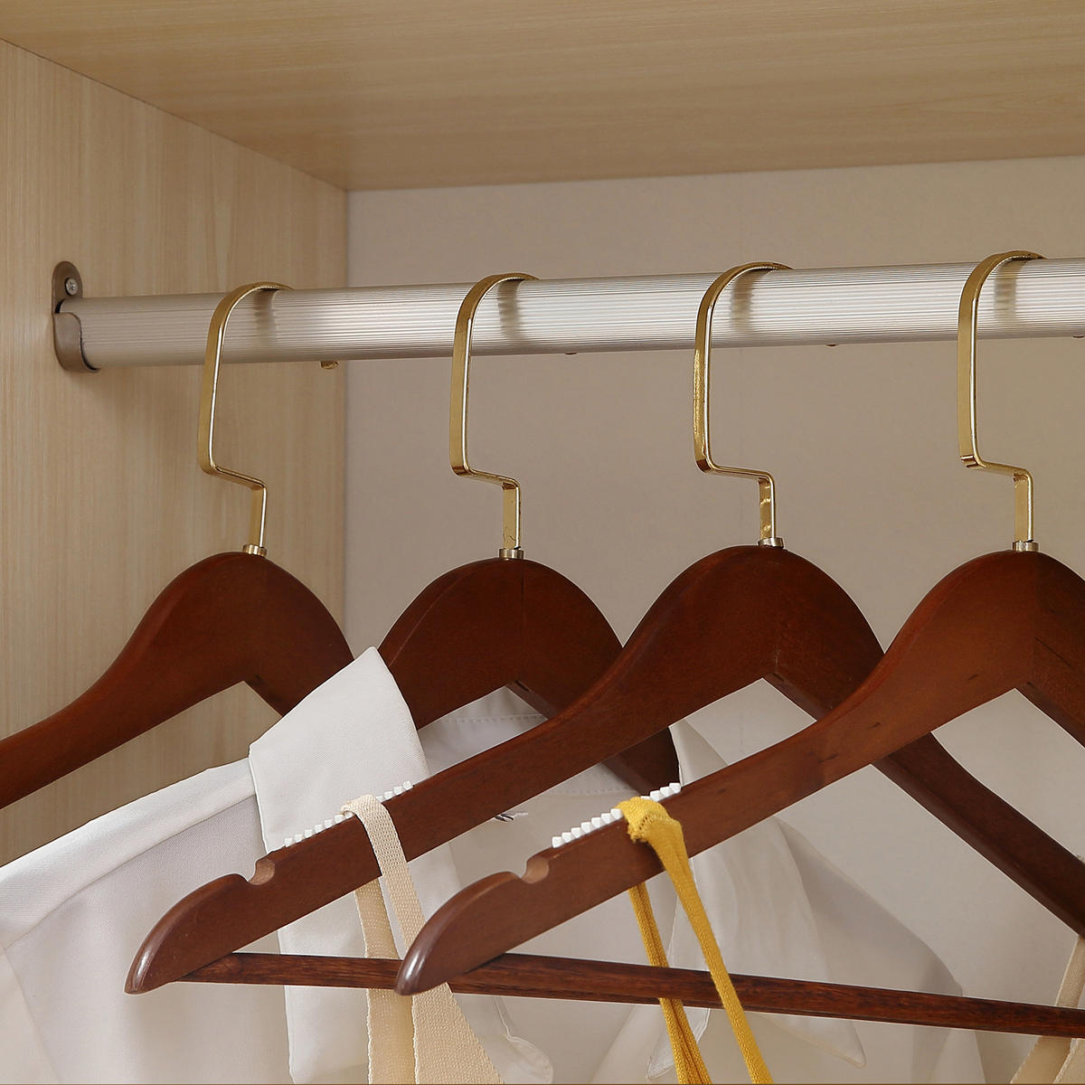 KLEIDERSTÄNDER DE-17156 3 offene Regale & Kleiderstange Eiche hell - Naturfarben, Holzwerkstoff (80/128/40cm) - ComfortXL