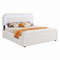 BETT mit LED, USB und 4 Schubladen 160x200 cm Sherpa White inkl. Matratze - Weiß, Metall (160/200cm) - Meubliv