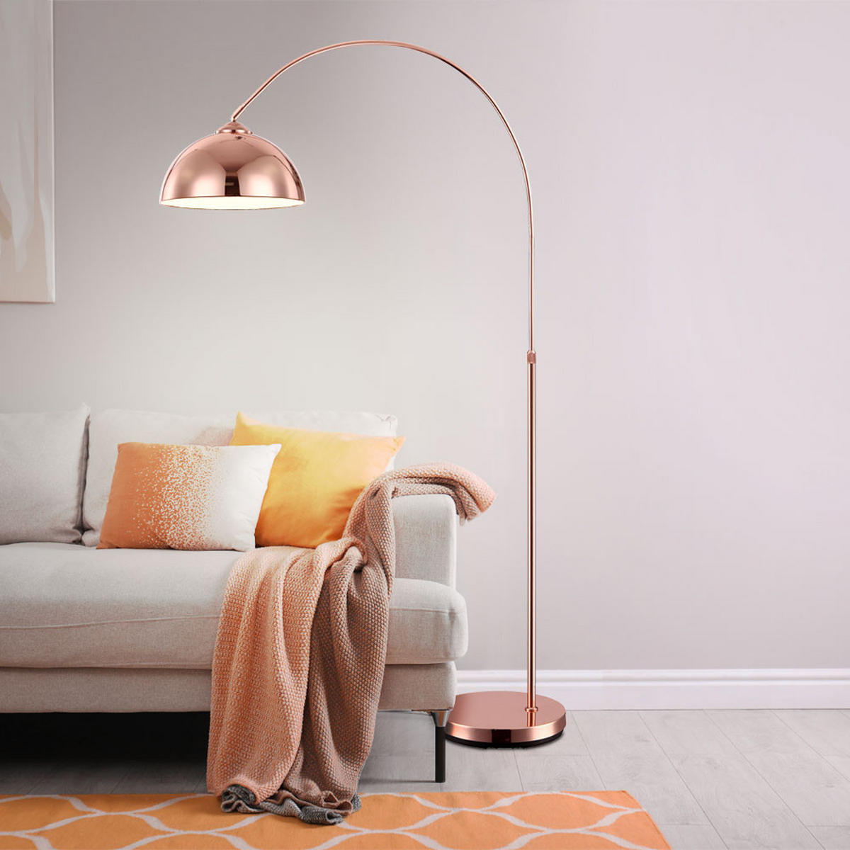 LED STEHLEUCHTE Newcastle Kupfer - Kupferfarben, Metall (92/30/196cm) - Globo Lighting