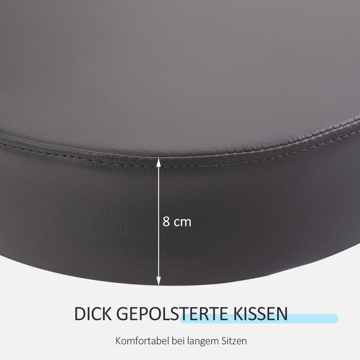 ROLLHOCKER Höhenverstellbar Grau 35.0/35.0/84.0 cm - Grau, Leder (35/84/35cm)