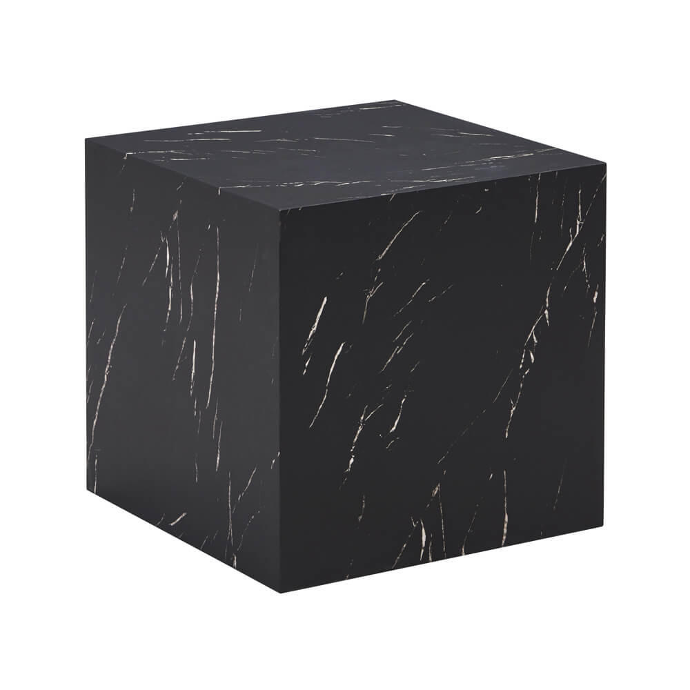 COUCHTISCH Marmor AMIRI M - 50 x 50 cm Schwarz - Schwarz, Holzwerkstoff/Textil (50/50/50cm) - Home Deluxe