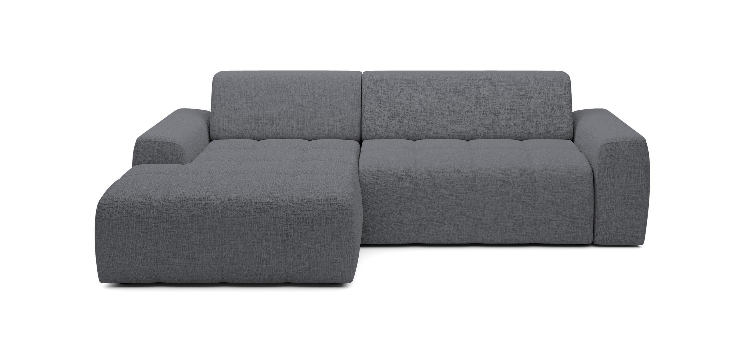 ECKSOFA Savio Freistehend, Mit Abriebfestem Kansas-Stoff, Maße 265x172x81cm, Ausziehbare Sitzfläche 206x92cm, Linke, Grau - Grau, Holz/Textil (172/265cm) - DomoHome