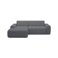 ECKSOFA Savio Freistehend, Mit Abriebfestem Kansas-Stoff, Maße 265x172x81cm, Ausziehbare Sitzfläche 206x92cm, Linke, Grau - Grau, Holz/Textil (172/265cm) - DomoHome
