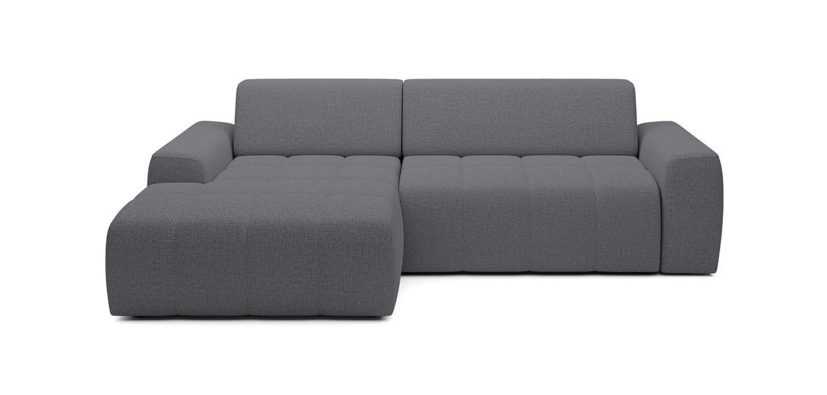 ECKSOFA Savio Freistehend, Mit Abriebfestem Kansas-Stoff, Maße 265x172x81cm, Ausziehbare Sitzfläche 206x92cm, Linke, Grau - Grau, Holz/Textil (172/265cm) - DomoHome