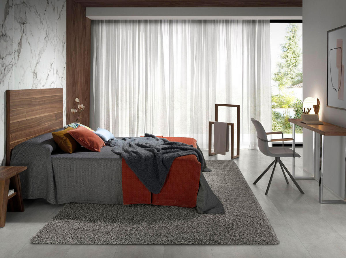 STUHL Drehstuhl aus dunkelgrauem Stoff 50/62/85 cm - Nussbaumfarben/Schwarz, Textil (50/85/62cm) - ANGEL CERDA