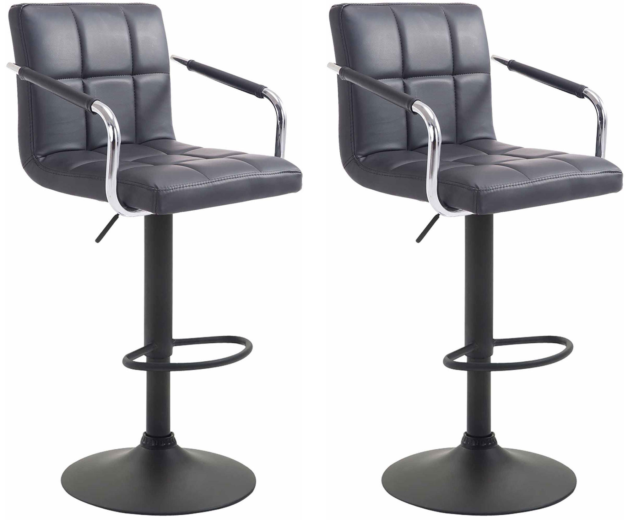 BARHOCKER 2er Set Lederlook Schwarz - Schwarz, Textil/Metall (54/91/46cm) - CLP