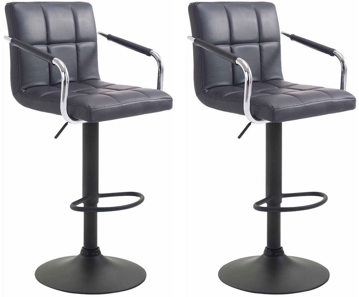 BARHOCKER 2er Set Lederlook Schwarz - Schwarz, Textil/Metall (54/91/46cm) - CLP