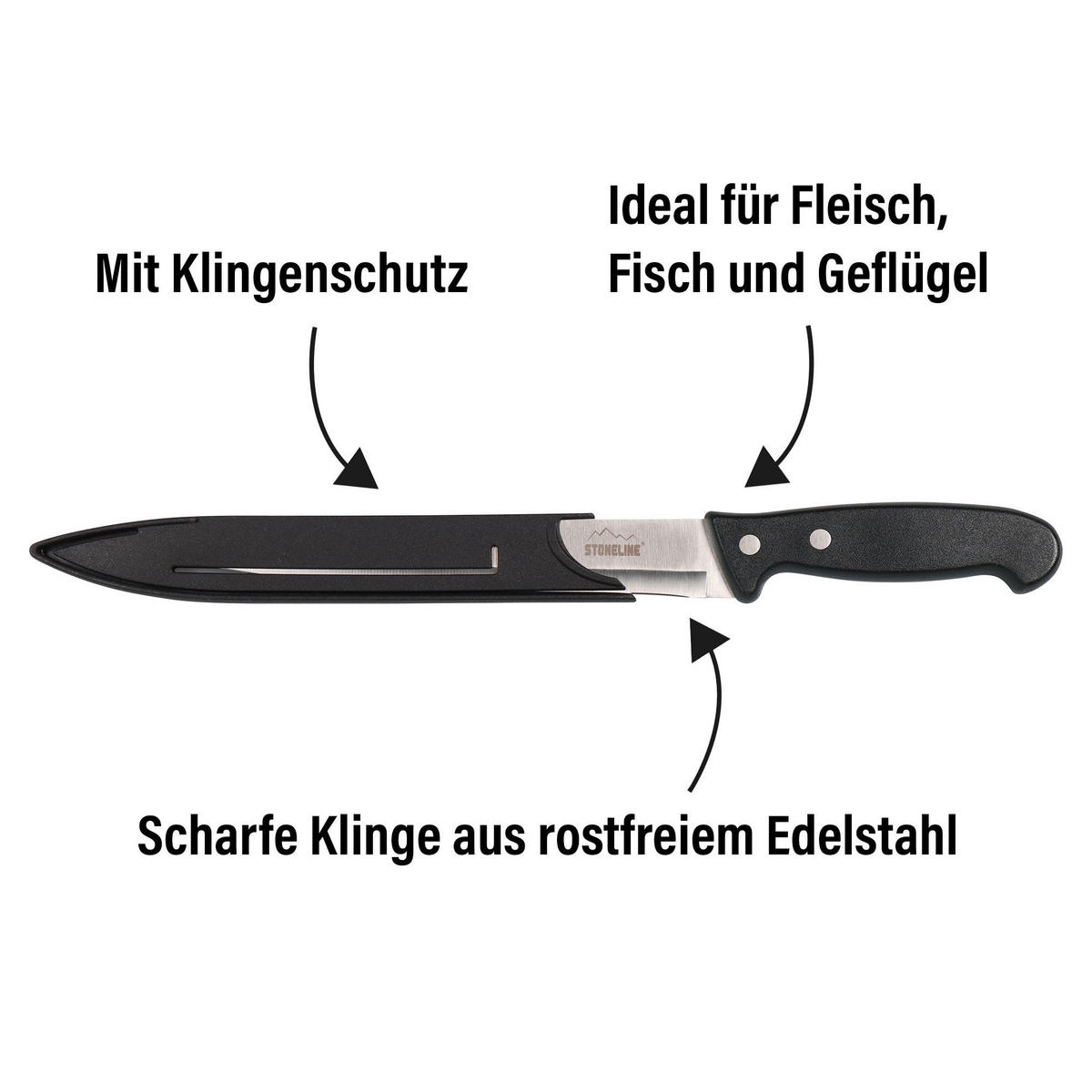 FLEISCHMESSER - Schwarz, Metall (31.5cm) - Stoneline