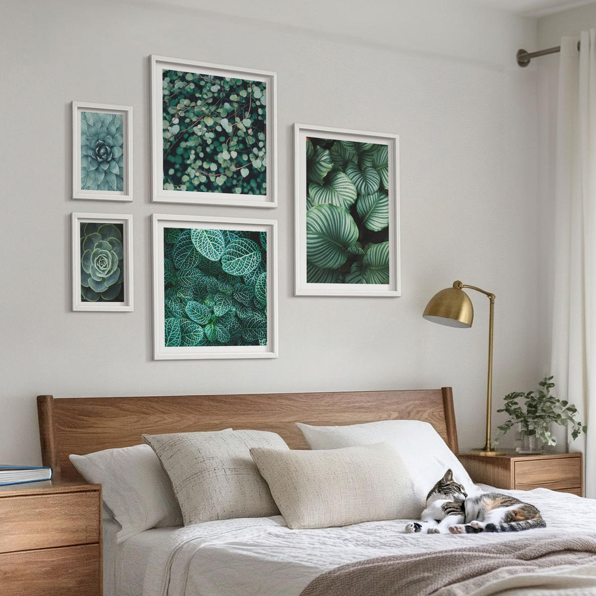 BILDER SET 5er Set - 50x50 cm & 20x30 cm & 40x60 cm Weißer Rahmen - Meerstrand Zitronen Berge - Weiß, Kunststoff (40/60cm) - TULUP