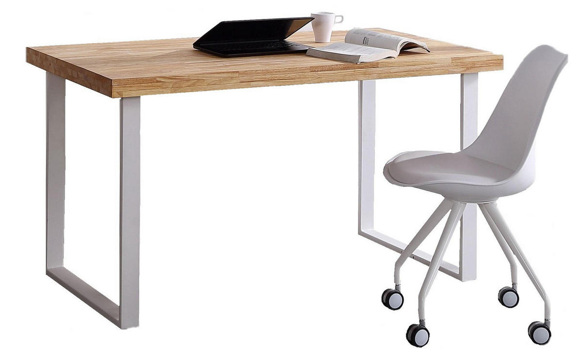 SCHREIBTISCH eiche/weiß, 120/60/73cm - Eichefarben, Holzwerkstoff (60/120/73cm) - Skraut Home