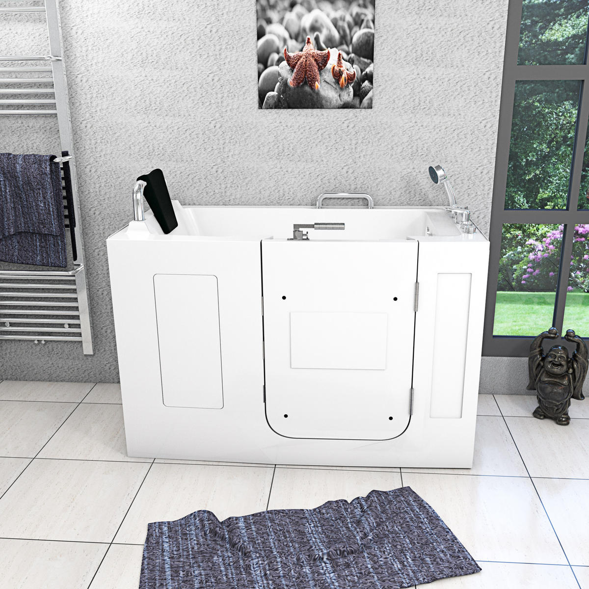 WHIRLPOOL-SENIORENWANNE S07WP-B-R Weiß - Weiß, Glas/Kunststoff (76/116/140cm) - AcquaVapore by Sandra Jentho