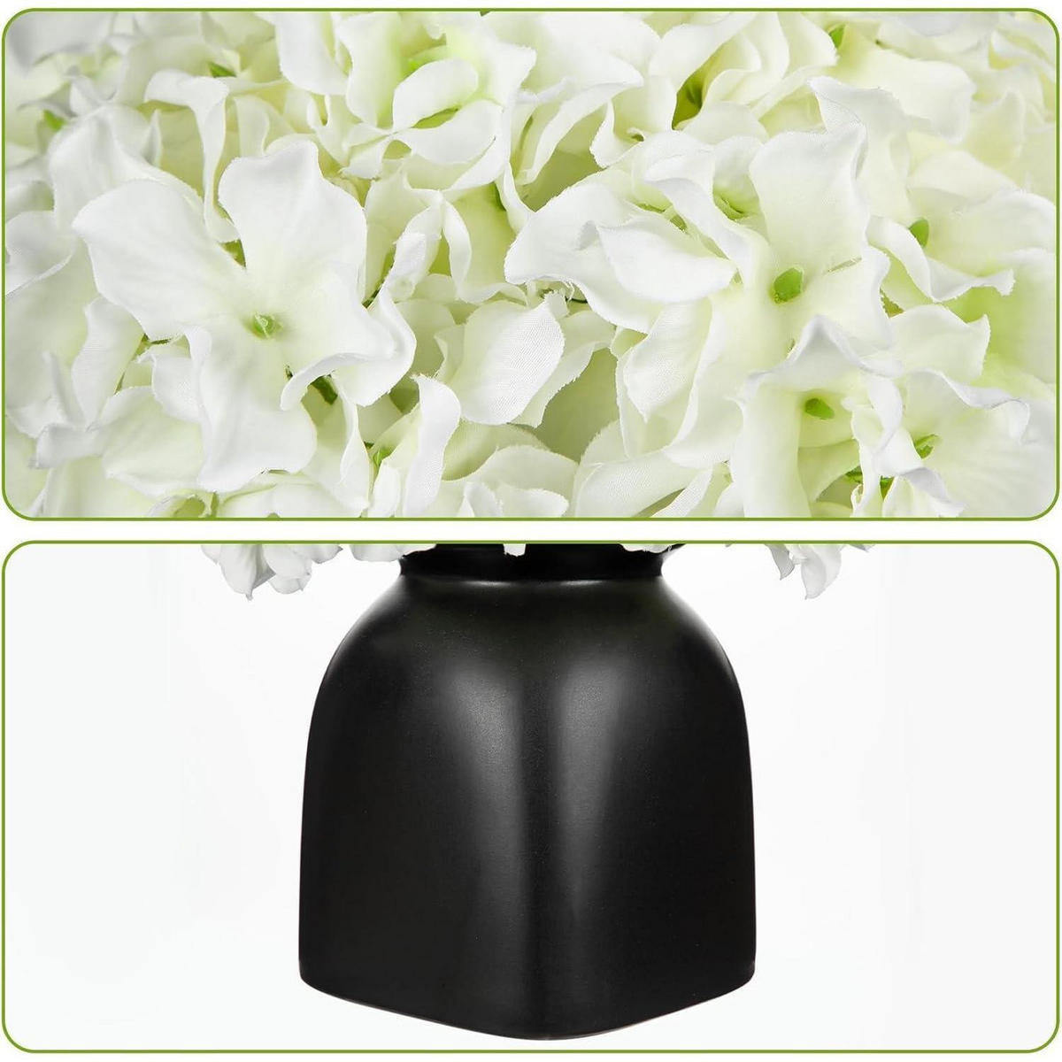 KUNSTBLUMEN Hortensien mit Beeren in schwarzer Keramikvase 31 cm - Weiß, Keramik (33cm)