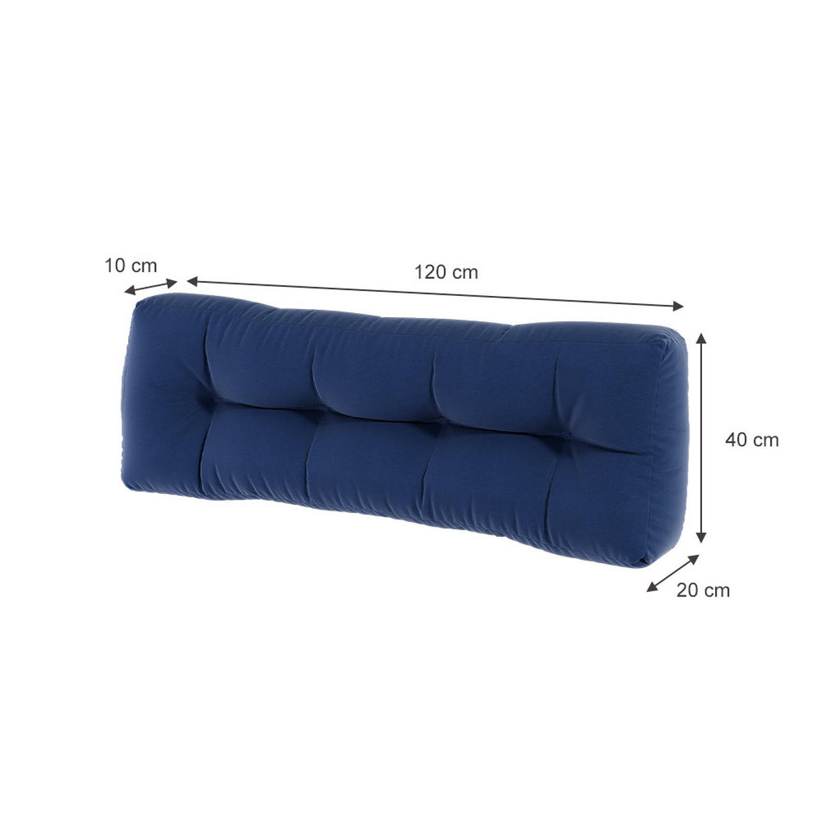 PALETTENKISSEN Flocken Blau 120 x 40 cm - Blau, Textil (120/40/20cm) - Vicco