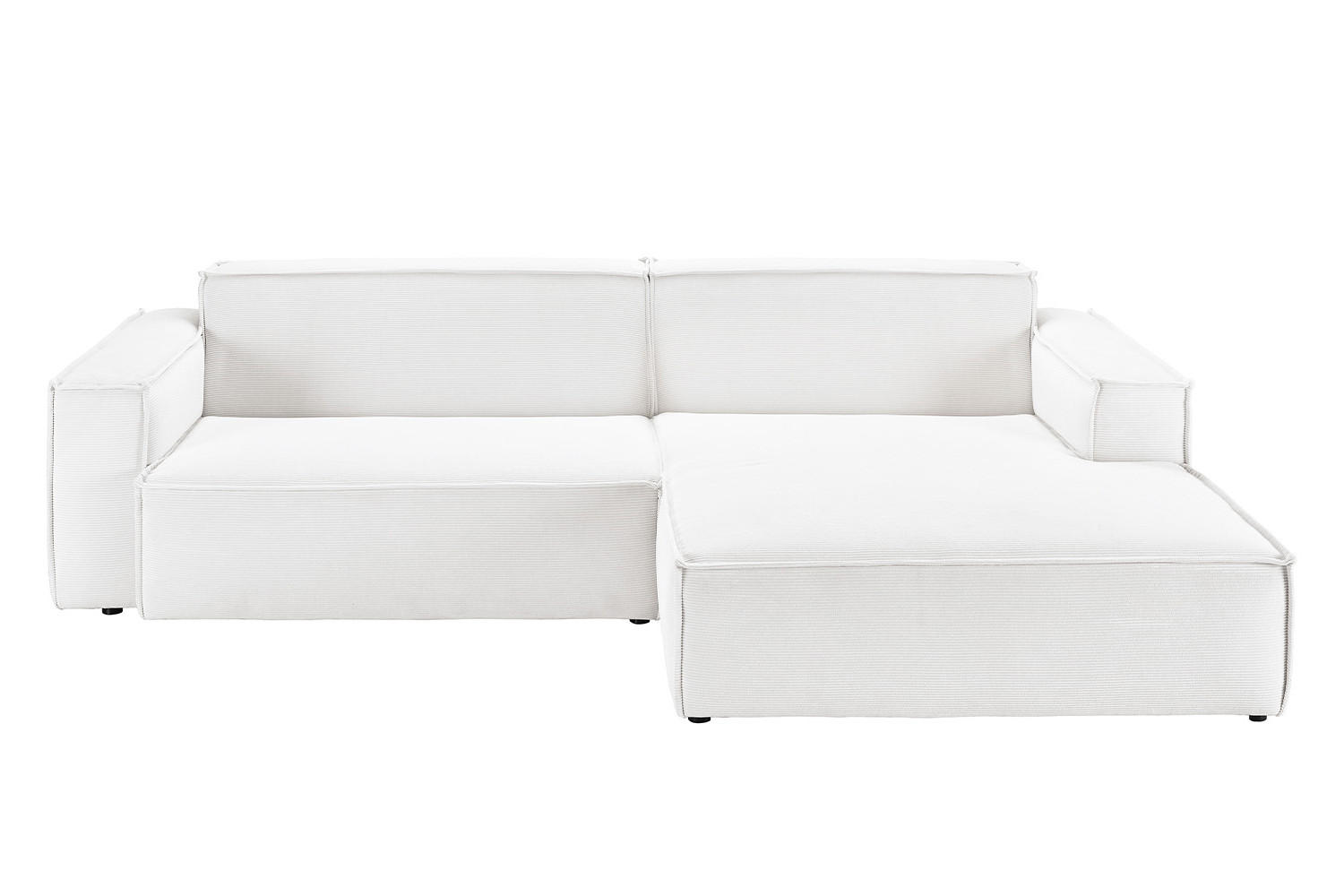 ECKSOFA SAMU Weiß Cord - Schwarz/Weiß, Textil (276/168cm) - KAWOLA