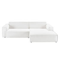 ECKSOFA SAMU Weiß Cord - Schwarz/Weiß, Textil (276/168cm) - KAWOLA