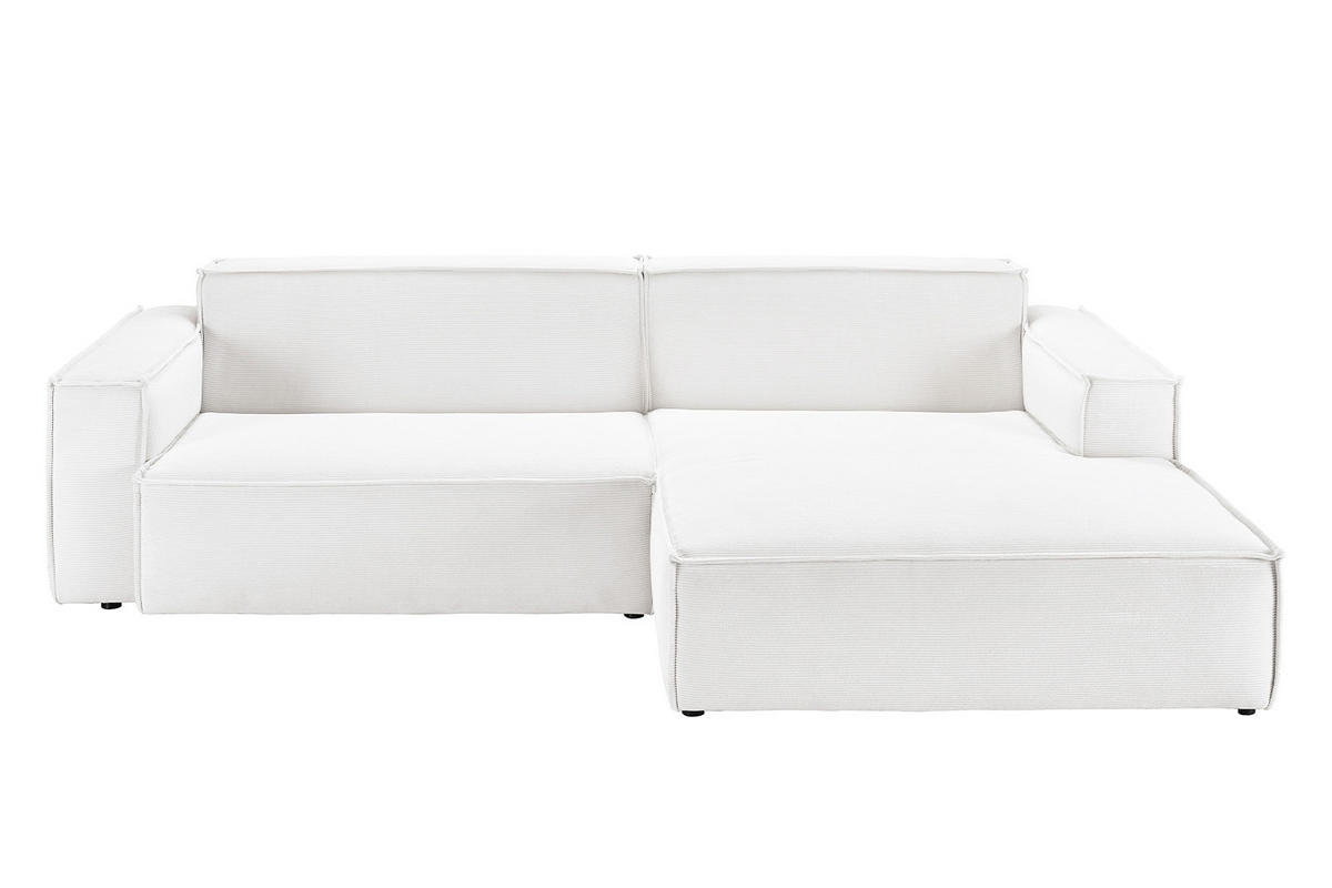ECKSOFA SAMU Weiß Cord - Schwarz/Weiß, Textil (276/168cm) - KAWOLA