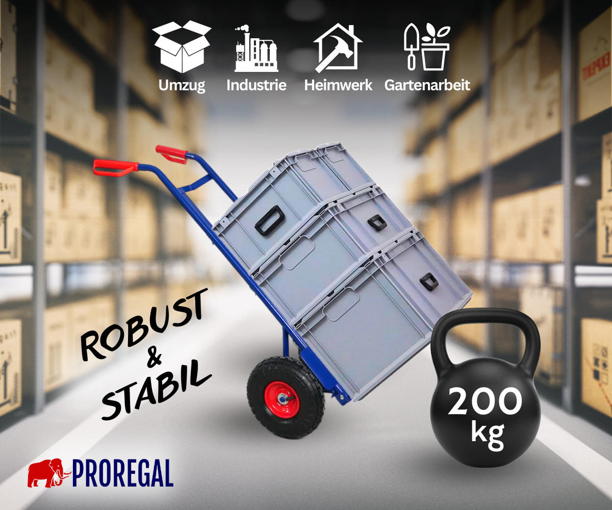 SACKKARRE Odin 115x54x44cm Tragkraft 200kg Lufträder Stahlrahmen Blau - Blau, Metall (44/54/115cm) - PROREGAL