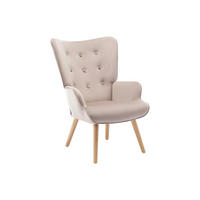 SESSEL - Samt - Beige - VATELY - Beige, Textil (69/95.5/78cm) - Vente-Unique