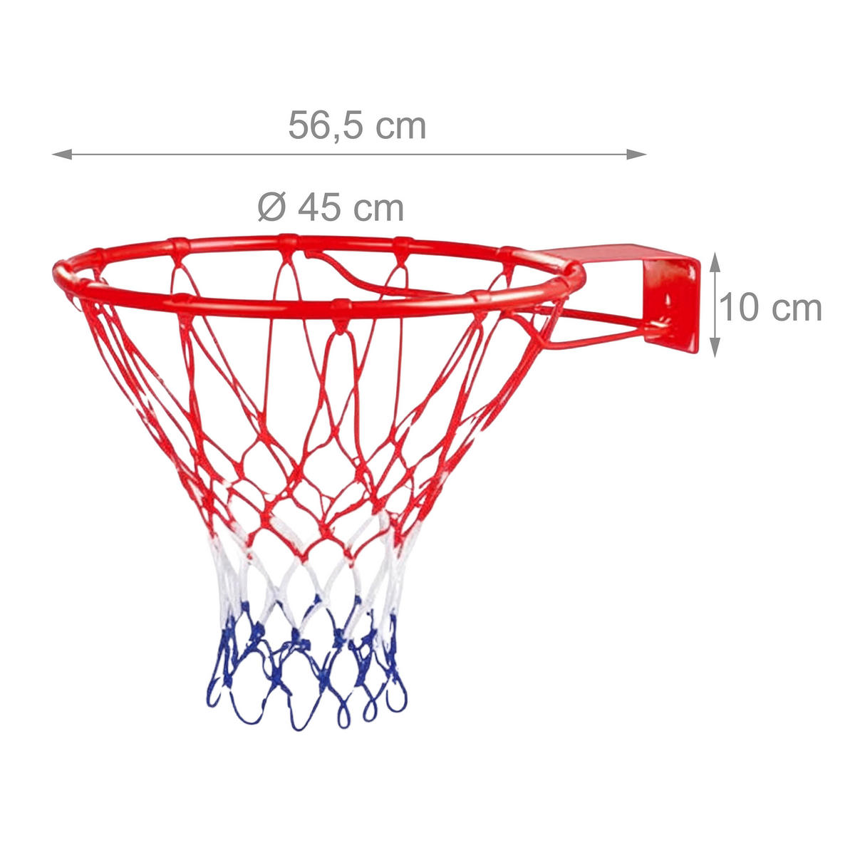 BASKETBALLKORB Orange zur Wandmontage Eisen 45 cm - Multicolor, Textil/Metall (45/56.5cm) - Relaxdays