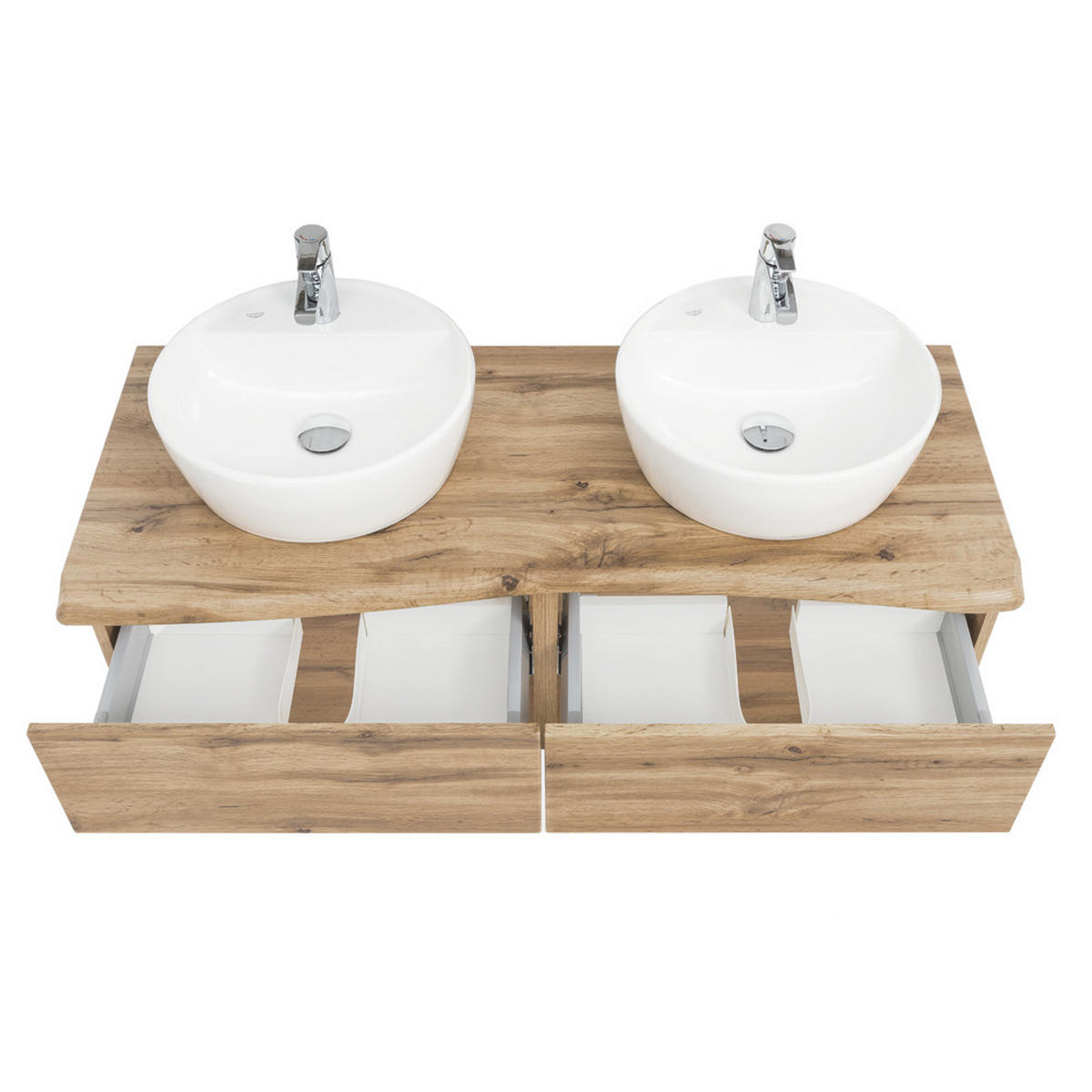 DOPPELWASCHTISCH Kahla-03 - Braun, Holzwerkstoff (121/55/52cm) - Lomado