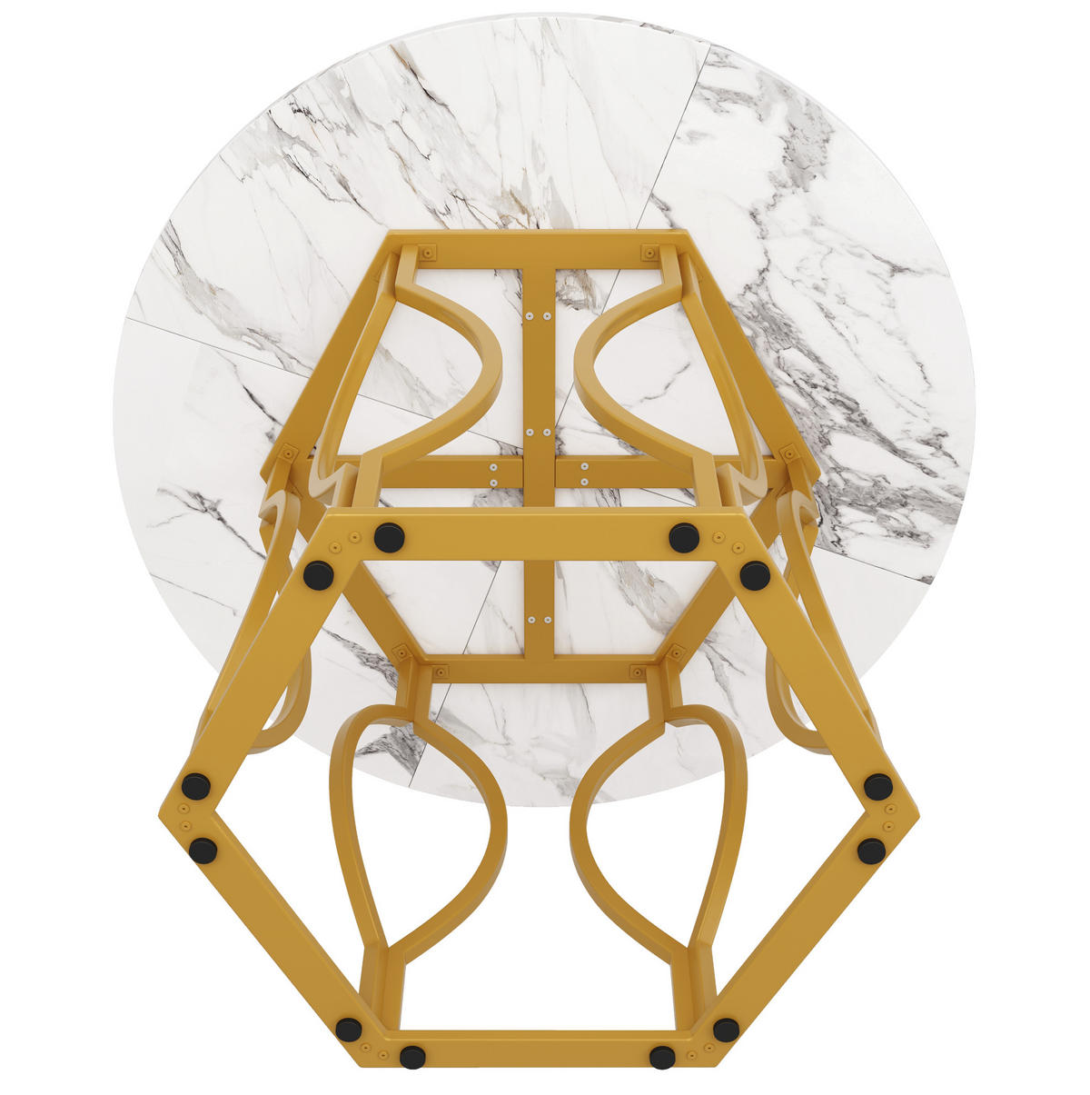 ESSTISCH 100x100x76 cm in Gold und Weiß aus MDF mit Metallbeinen als kompakter Tisch - Weiß, Holzwerkstoff (100/100/76cm) - Modfu