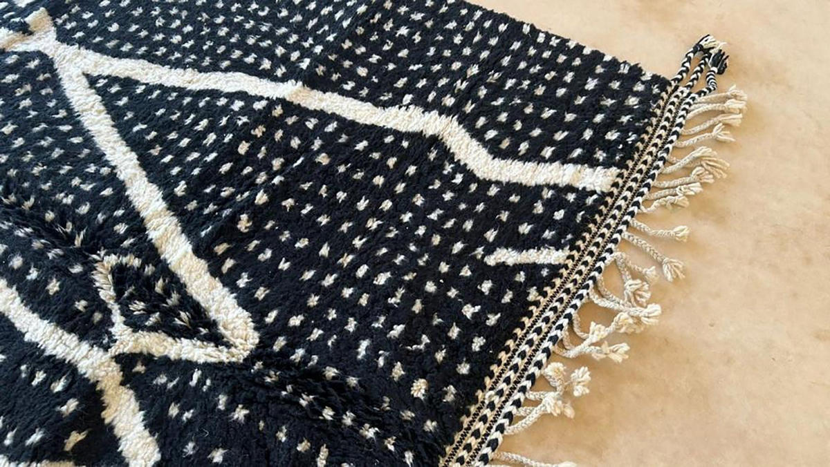 BERBERTEPPICH aus Marokko schwarz weiß schwarz - Schwarz, Naturmaterialien (191/270cm) - AFK Living