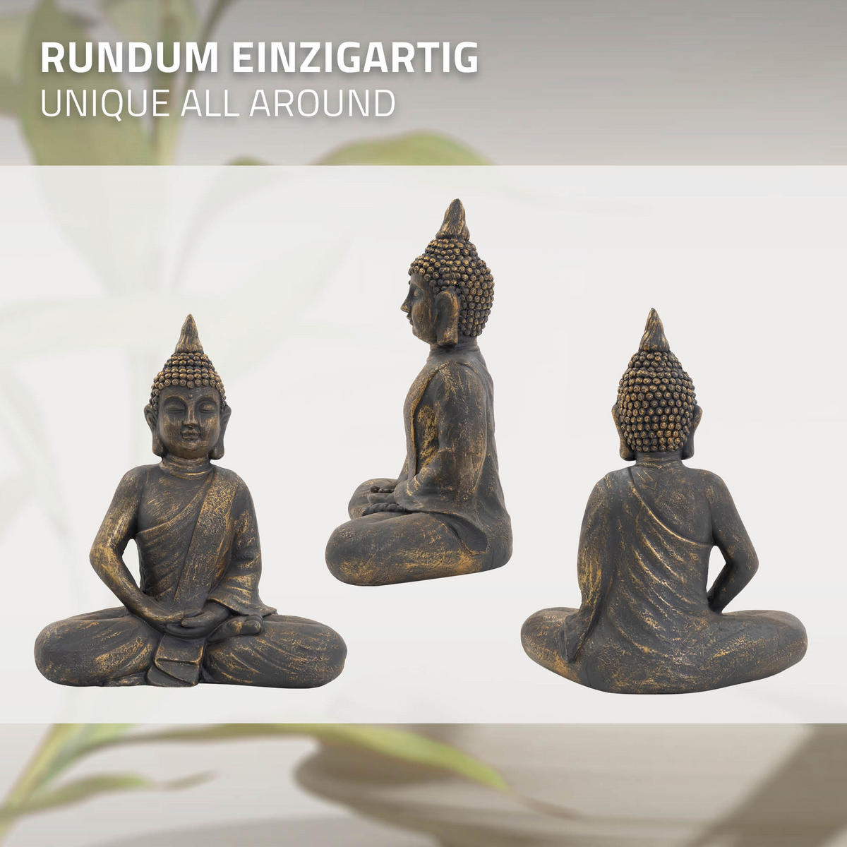 BUDDHA STATUE 63 cm hoch Bronzeoptik aus Polyresin - Bronzefarben, Kunststoff (29/63/52cm) - ECD-Germany
