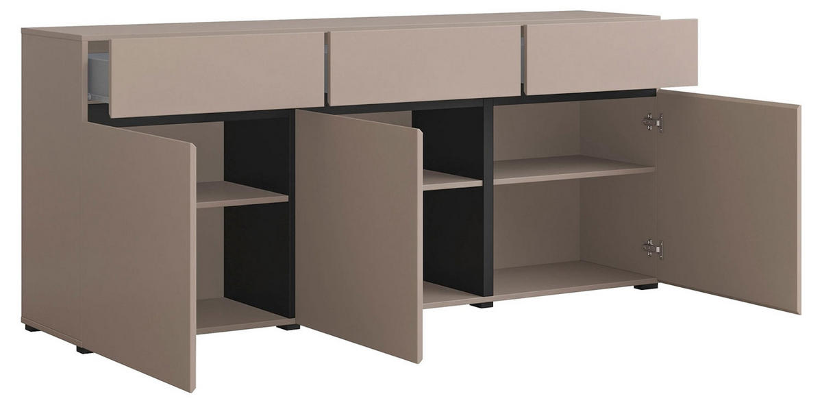 SIDEBOARD Cross Congo / Schwarz 180 / 40 / 78,3cm - Beige/Schwarz, Holz/Holzwerkstoff (180/40/79cm) - Feldmann-Wohnen