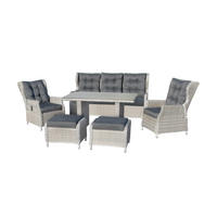 DININGLOUNGE-SET Canelli Grau Polyrattan für 7 Personen mit verstellbaren Rückenlehnen - Grau, Naturmaterialien - bellavista - Home & Garden