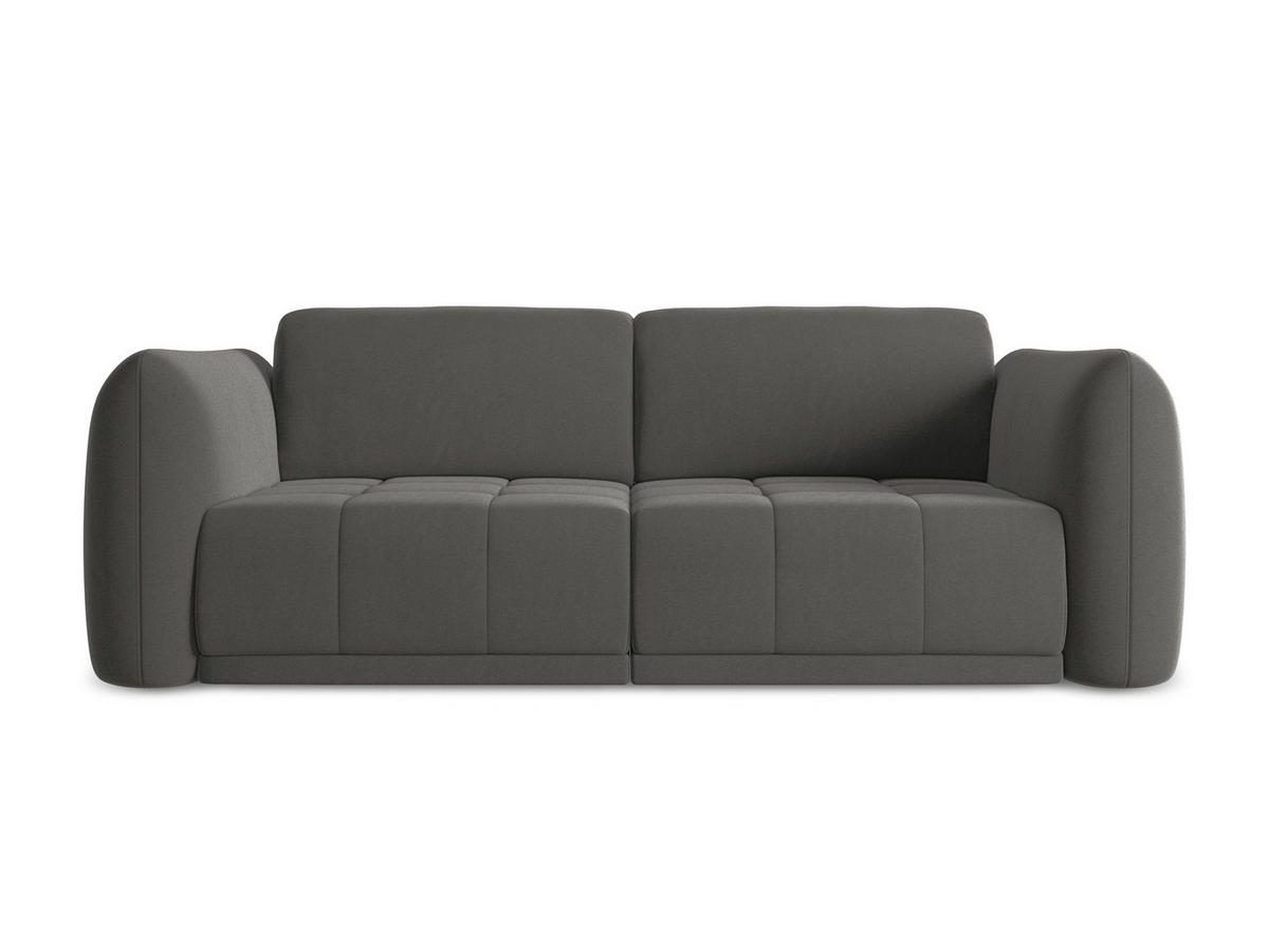 3-SITZER SOFA Samt Stoff Grau - Dunkelgrau/Schwarz, Kunststoff/Textil (210/74/105cm) - Makamii