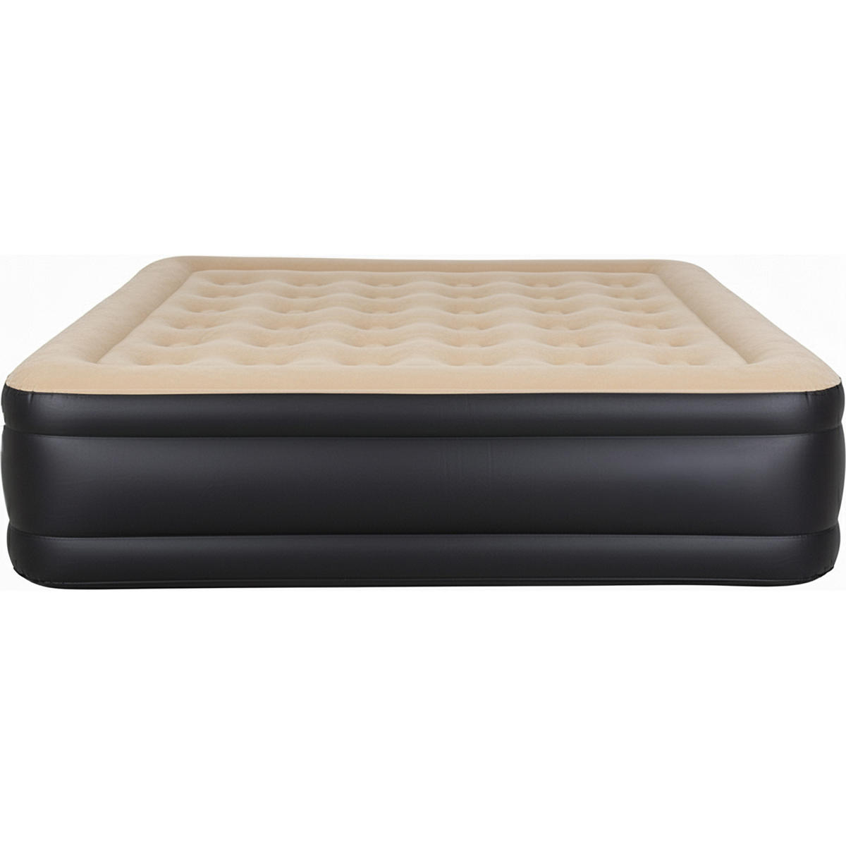 LUFTBETT Luftmatratze selbstaufblasend 203 x 157 x 47 cm mit integrierter Pumpe - Beige/Schwarz, Kunststoff (157/203cm) - Avenli