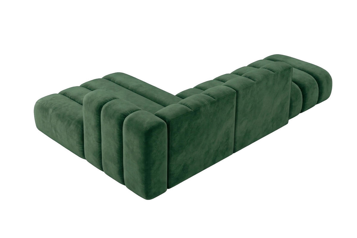 ECKSOFA Modulares In L-Form Mit Hocker, Velvet-Stoff Riviera, Grün, Links, GRAND Mini - Olivgrün, Holz (295/179cm) - Kaiser Möbel