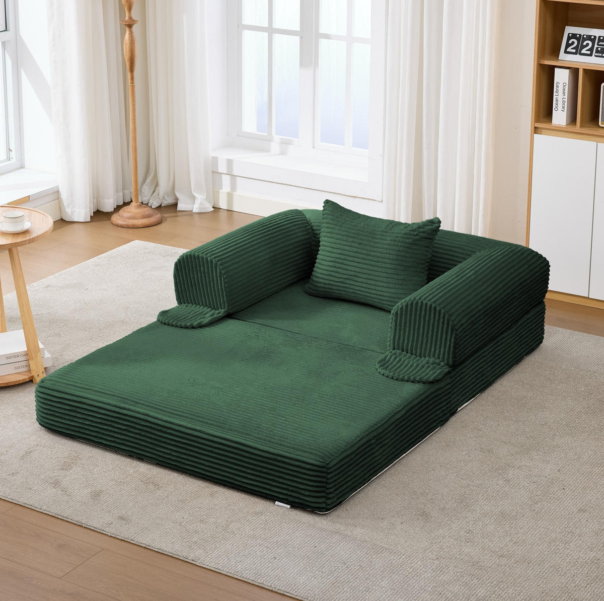 SCHLAFSOFA 1-Sitzer Cord Grün - Grün, Kunststoff (85/65/120cm) - Meubliv