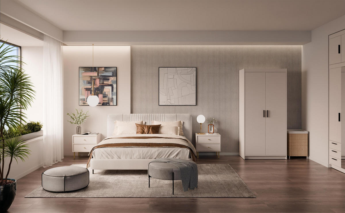 KLEIDERSCHRANK Storicos Beige 89,7/190,5/53 cm - Modern 2-türig - Beige, Holzwerkstoff/Kunststoff (89.8/190.6/53cm) - AX Living