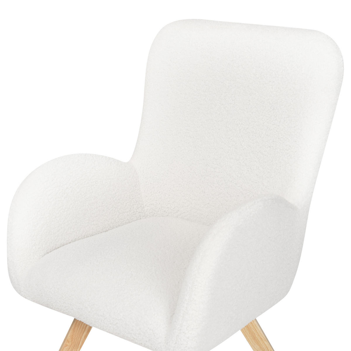SESSEL Bouclé weiß/hellbraun Bjarn - Hellbraun/Weiß, Textil (60/90/55cm) - Beliani