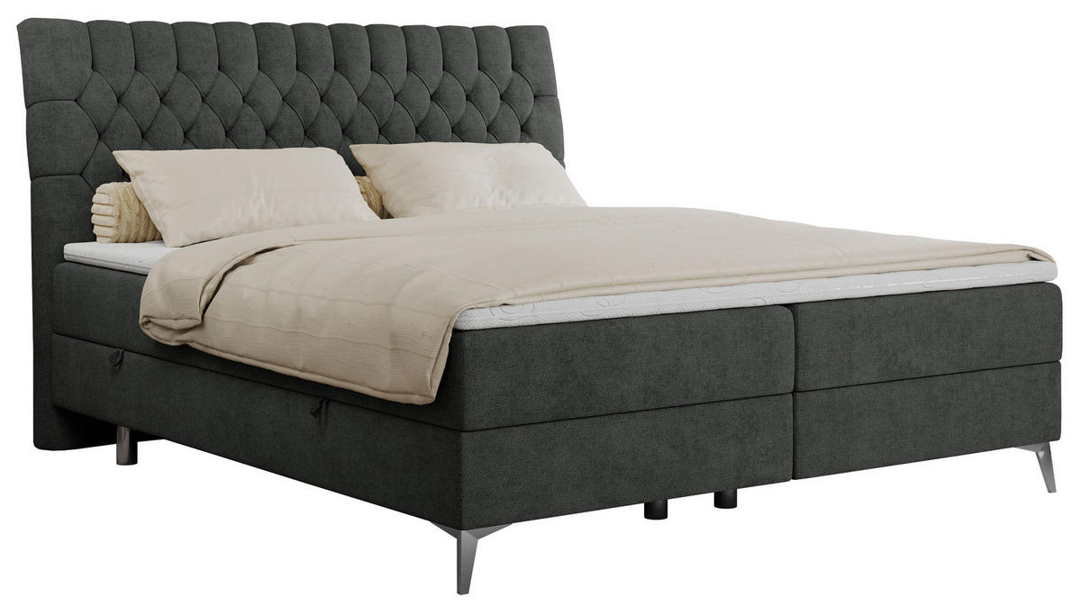 BOXBETT MILEN 200/200 Dunkelgrau Struktur - H3 - Dunkelgrau, Holz/Textil (200/200cm) - MKS
