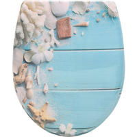 TOILETTENDECKEL mit Absenkautomatik, einfache Montage, Oval - Blau/Weiß, Kunststoff (37/2.51/47cm) - Woltu