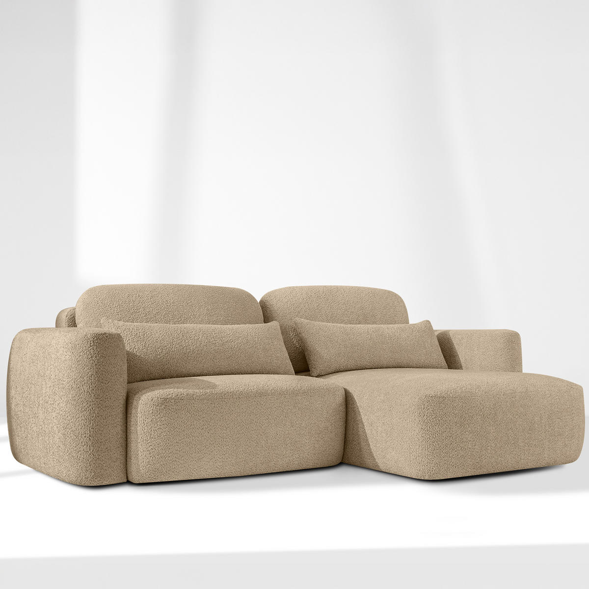 SITZGARNITUR ELOSA - Ecru, Holz/Textil (245/85/165cm) - KONSIMO®