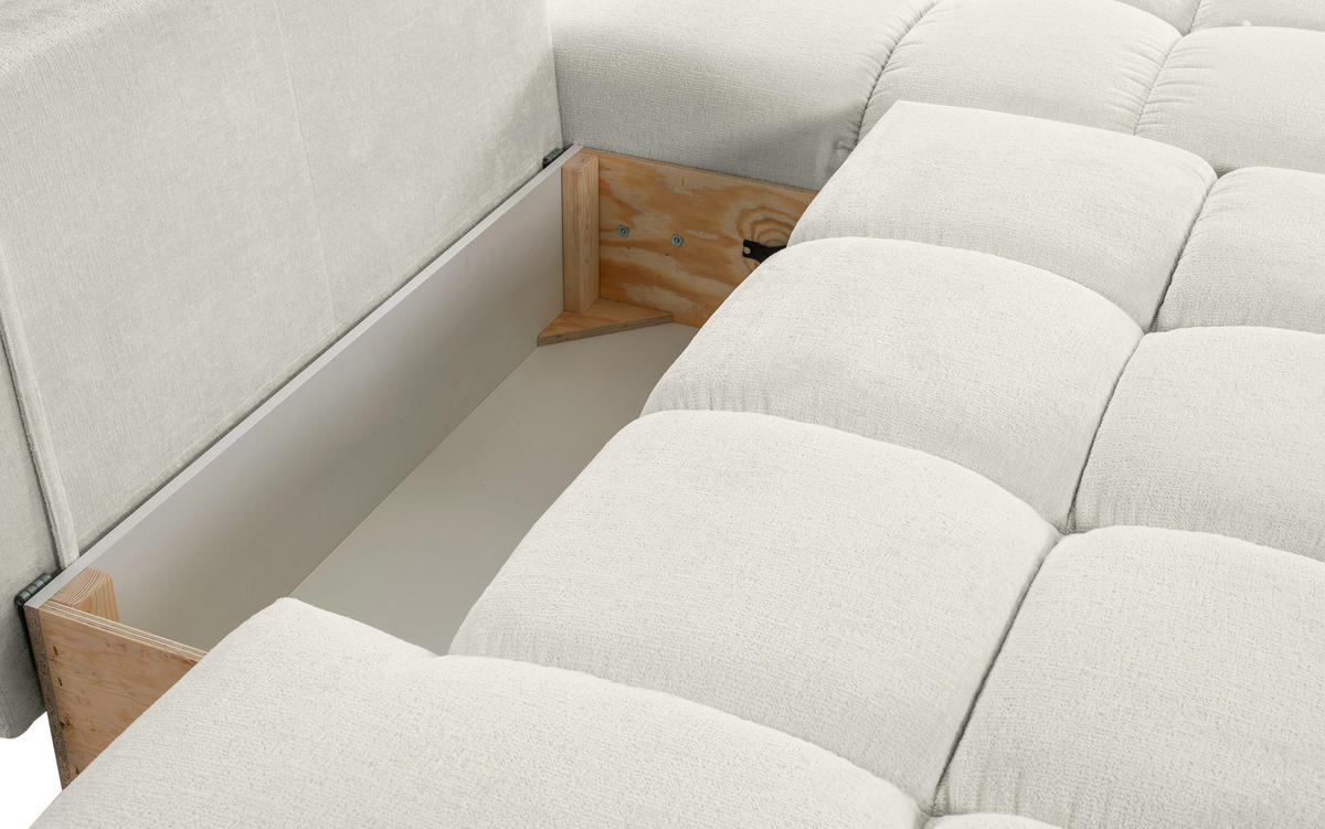 ECKSOFA L Form Hosio Beige 286/177/88 cm Rechts mit Schlaffunktion - Hellbraun/Schwarz, Kunststoff/Textil (286/177cm) - AX Living