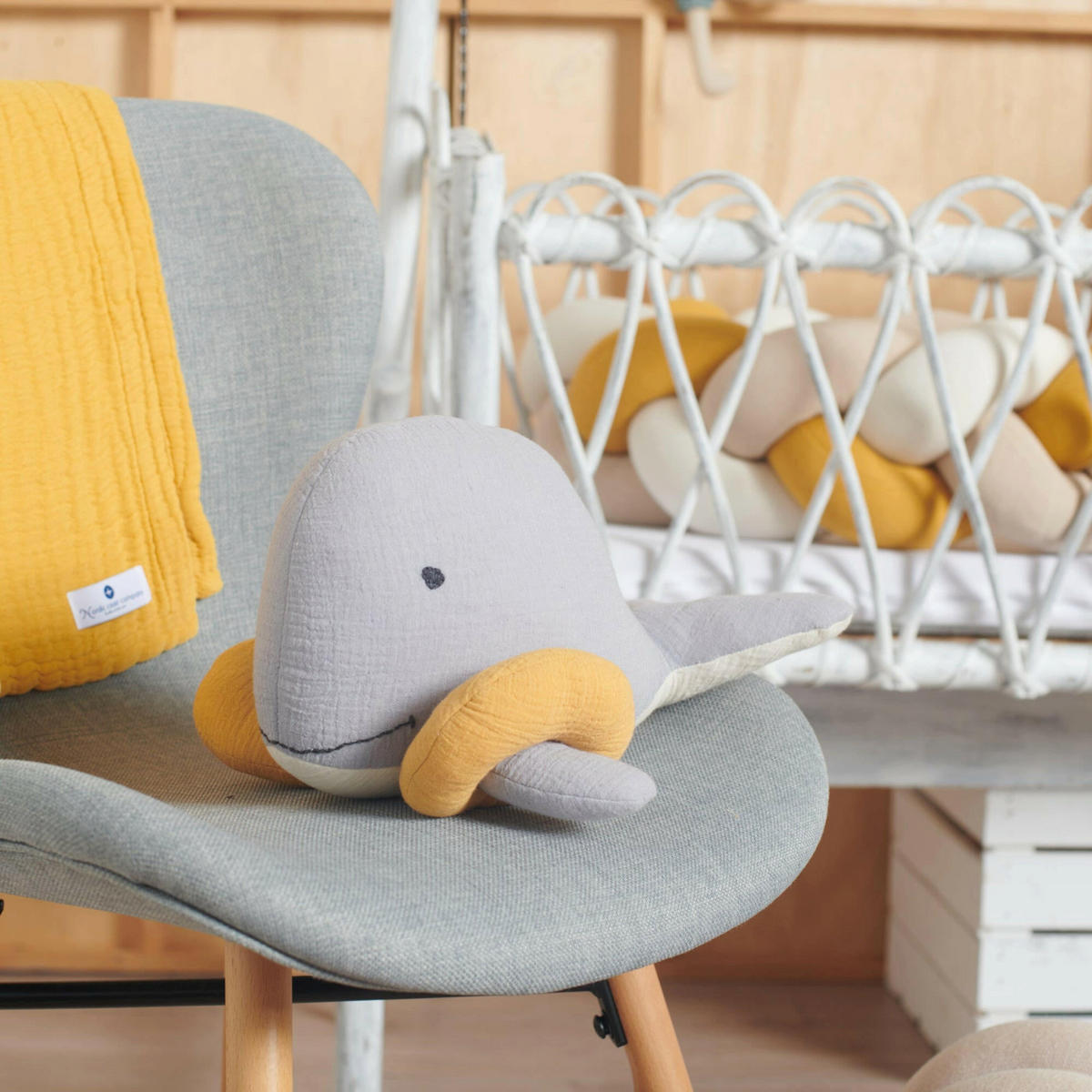 KUSCHELTIER Musselin Wal Bobby - Grau, Textil (33/33cm) - nordic coast company