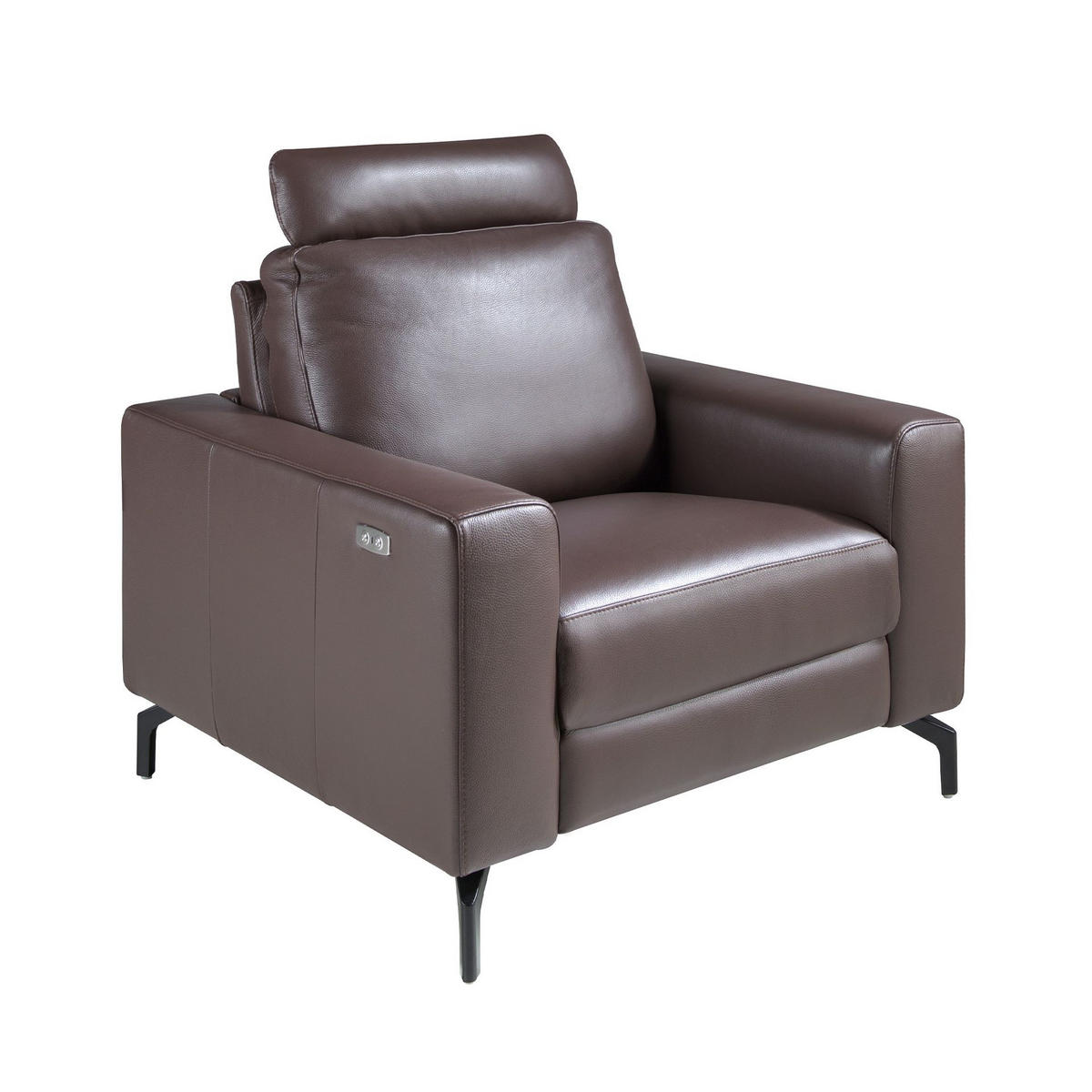 RELAXSESSEL aus schokoladenbraunem Leder - Kastanienfarben/Dunkelbraun, Leder/Metall (103/89/98cm) - ANGEL CERDA