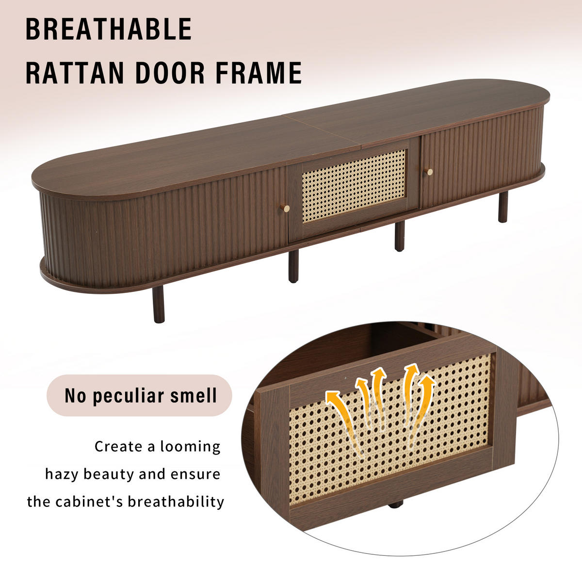 TV-LOWBOARD Rattanoptik Dunkelbraun 180/40/40 cm - Eichefarben, Holz (180/40/40cm) - PANGIVO