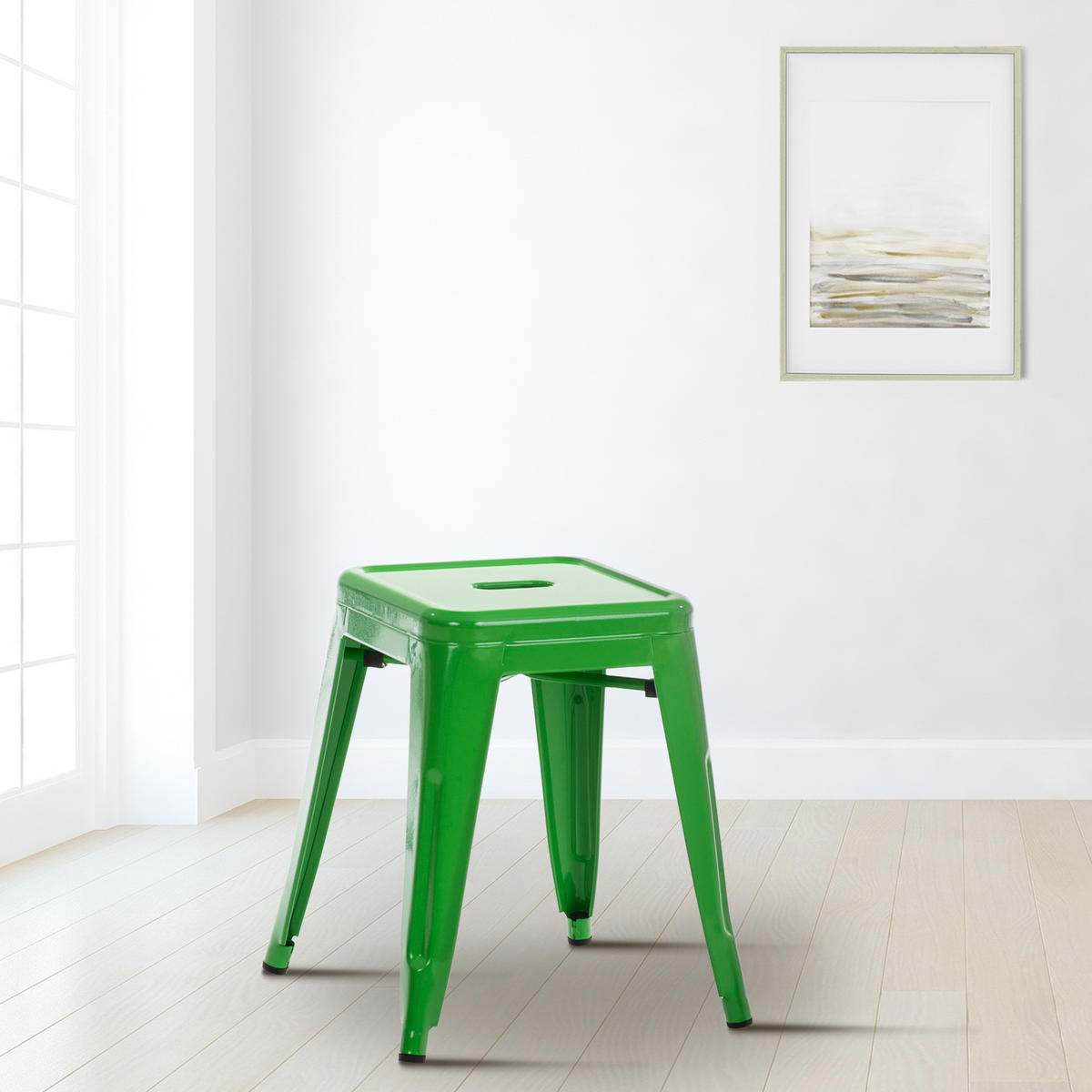SITZHOCKER Arvida grün - Grün, Metall (40/46/40cm) - TPFLiving